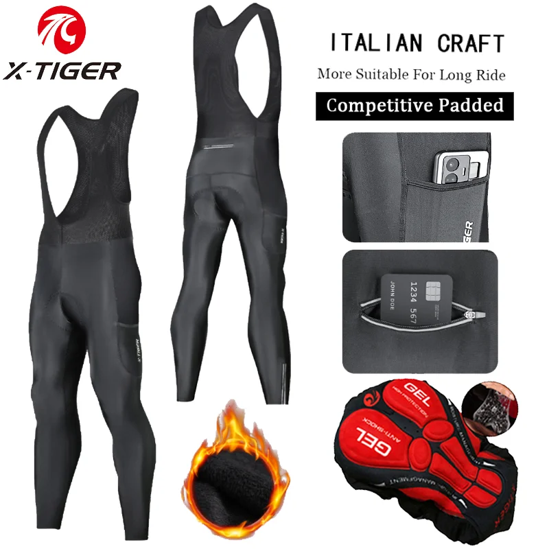 Cycling Commuter Pants - X-TIGER Pantaloni con bretelle da ciclismo